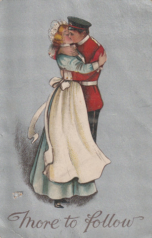 GB MILITARY SOLDIER KISSING GIRL POSTCARD