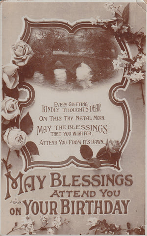 GREETINGS YOUR BIRTHDAY NATAL MORN BLESSINGS REAL PHOTO POSTCARD