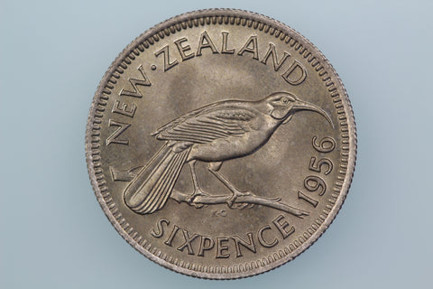 NZ SIXPENCE COIN 1956 KM 26.2 UNCIRCULATED
