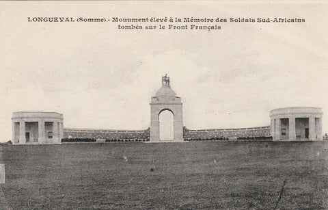 MILITARY WWI LONGUEVAL (SOMME) MONUMENT FOR SOUTH AFRICA SOLDIERS POSTCARD