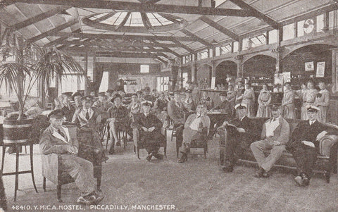 MILITARY YMCA HOSTEL INTERIOR PICCADILLY MANCHESTER POSTCARD