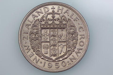 NZ HALFCROWN COIN 1950 KM 19 UNCIRCULATED