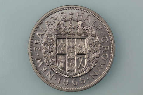NZ HALFCROWN COIN 1965 KM 29.2 UNCIRCULATED