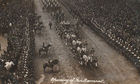 ROYALTY UK ROYAL CARRIAGE & TROOPS OPENING OF PARLIAMENT REAL PHOTO POSTCARD