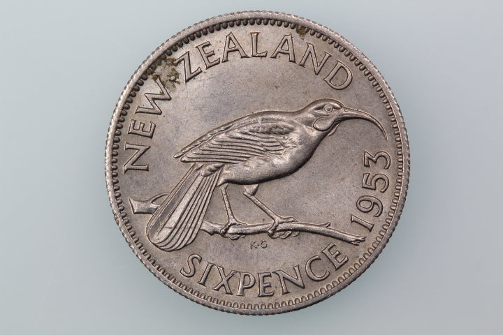 NEW ZEALAND SIXPENCE COIN 1953 KM 26.1 Almost UNCIRCULATED