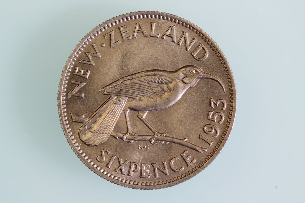 NEW ZEALAND SIXPENCE COIN 1953 KM 26.1 UNCIRCULATED