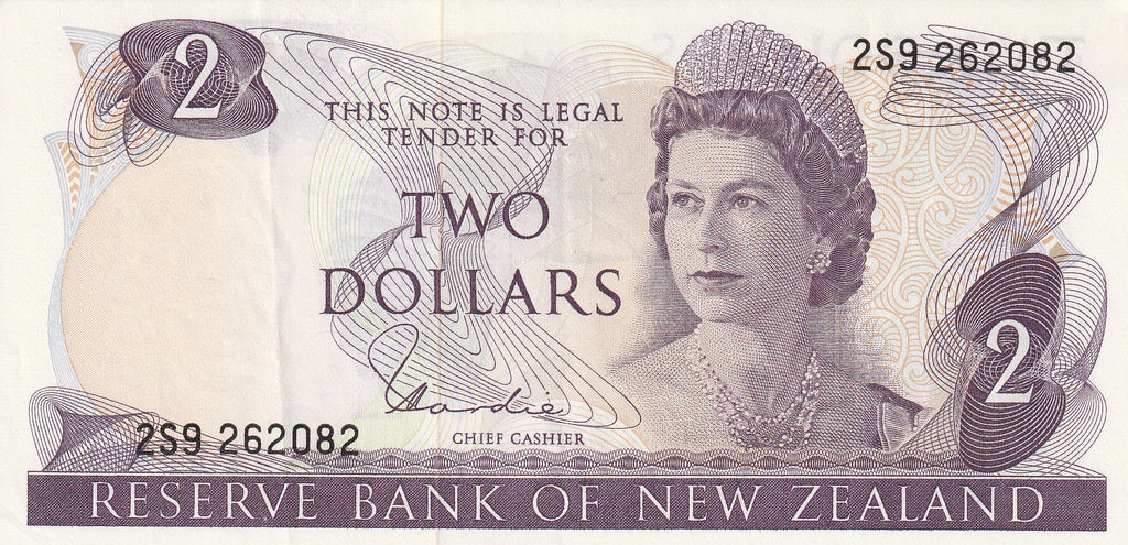 NZ HARDIE TYPE I 2 DOLLARS BANKNOTE ND(1977-81) P.164d Almost EXTREMELY FINE