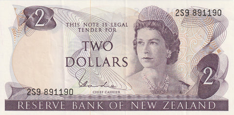 NZ HARDIE TYPE I 2 DOLLARS BANKNOTE ND(1977-81) P.164d Almost EXTREMELY FINE