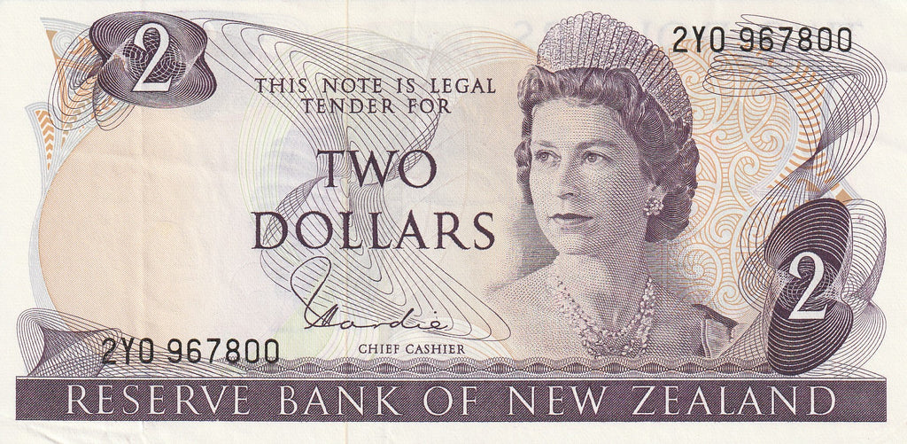 NZ HARDIE TYPE I 2 DOLLARS BANKNOTE ND(1977-81) P.164d EXTREMELY FINE