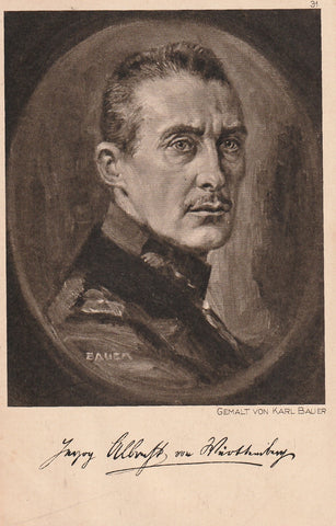 MILITARY WWI GERMAN GENERAL? ARTIST VON KARL BAUER POSTCARD