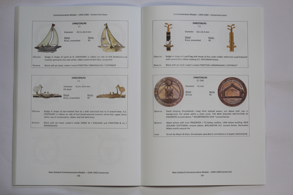 CATALOGUE NZ COMMEMORATIVE MEDALS 19391940 CENTENNIAL John Bertrand