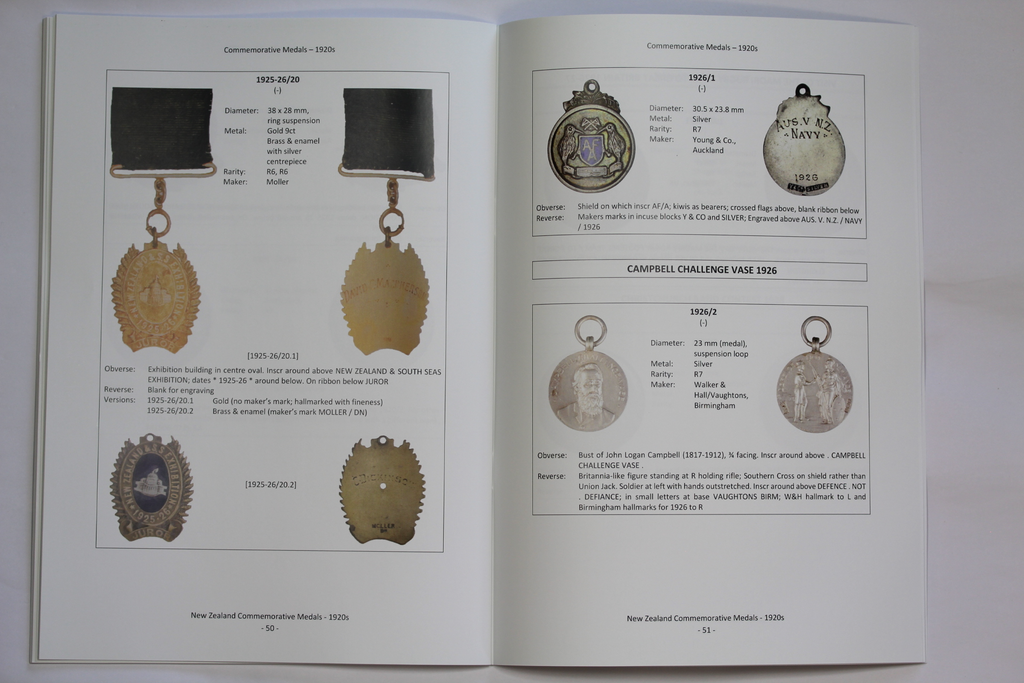 CATALOGUE NZ COMMEMORATIVE MEDALS 1920s John Bertrand Collectables