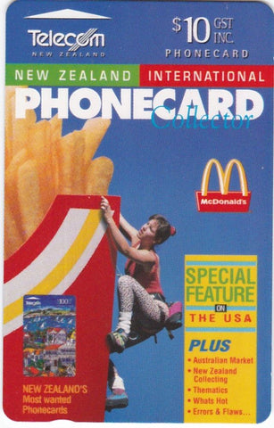 1995 NZ TELECOM $10 PHONECARD MAGAZINE & MCDONALDS $10 PHONECARD
