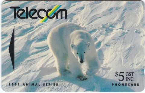 1991 TELECOM ANIMAL SERIES POLAR BEAR $5 PHONECARD MINT UNUSED