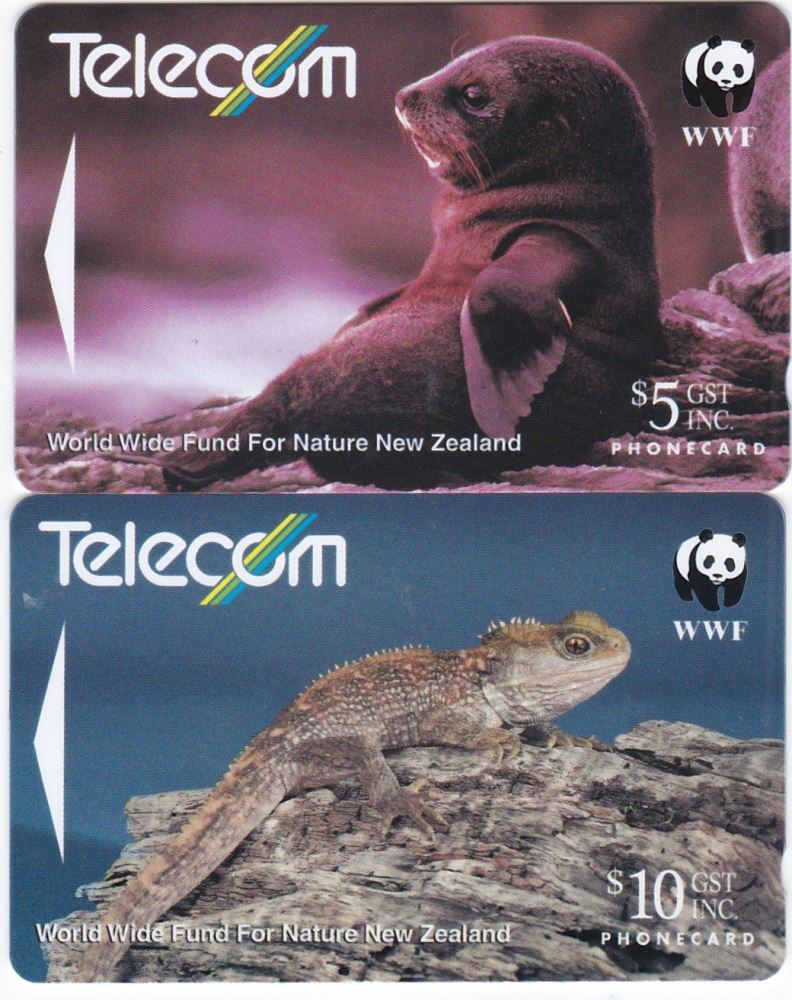 1993 TELECOM WORLD WILDLIFE FUND (WWF) $5 & $10 PHONECARDS MINT