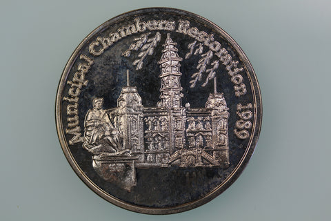NZ DUNEDIN CHAMBERS RESTORATION MEDALET COIN 1989 Almost UNC
