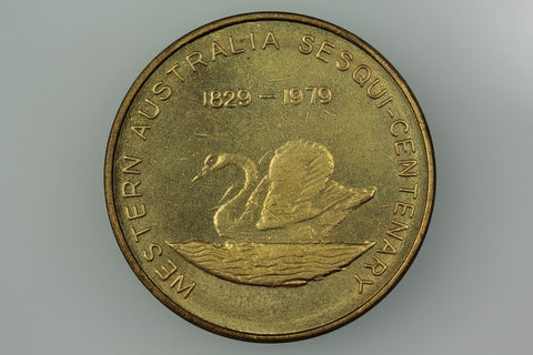 WESTERN AUSTRALIA SESQUI-CENTENARY 1829-1979 MEDAL TOKEN GILT