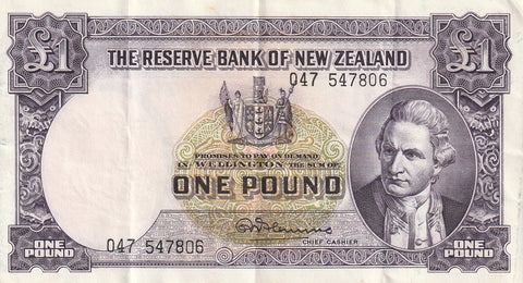 NZ FLEMING 1 POUND BANKNOTE ND(1956-67) P.159c Good VERY FINE