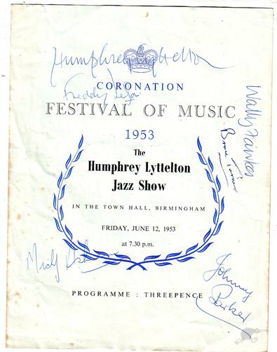 1953 FESTIVAL OF MUSIC HUMPHREY LYTTELTON SIGNED PROGRAMME