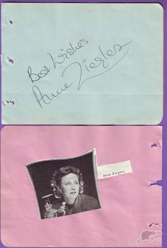 AUTOGRAPH GB ANNE ZIEGLER OPERA INGER SIGNED PAGE