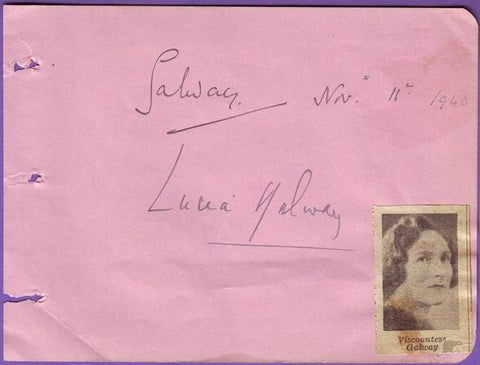 AUTOGRAPH GB VISCOUNTESS LUCIA GALWAY SIGNED PAGE