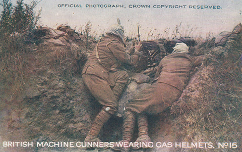 MILITARY WWI DAILY MAIL BATTLE PICTURES MACHINE GUNNERS ADVERTISING POSTCARD