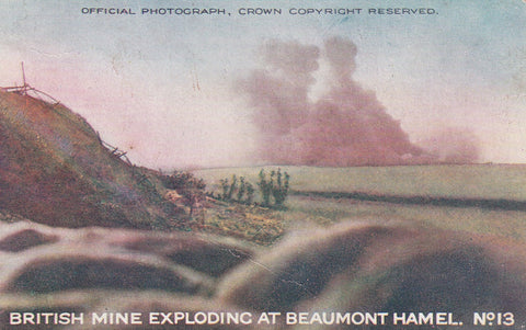 MILITARY WWI DAILY MAIL BATTLE PICTURES MINE EXPLODING ADVERTISING POSTCARD
