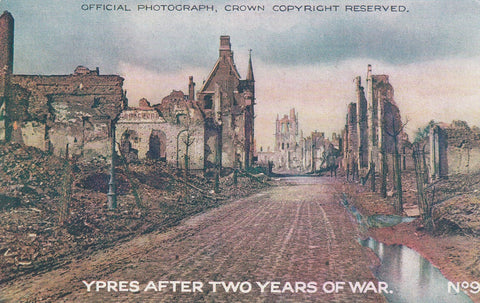 MILITARY WWI DAILY MAIL BATTLE PICTURES YPRES TWO YEARS OF WAR ADVERTISING POSTCARD