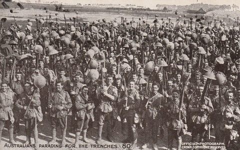 MILITARY WWI DAILY MAIL BATTLE PICTURES AUSTRALIAN SOLDIERS PARADING POSTCARD