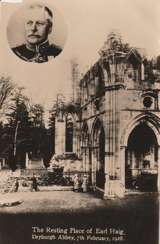MILITARY RESTING PLACE OF EARL HAIG DRYBURGH ABBEY REAL PHOTO POSTCARD