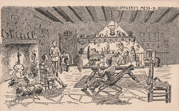 MILITARY COMIC WWI OFFICERS MESS CRETE ARTIST SIGNED POSTCARD – John ...