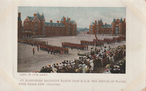 MILITARY BRITISH SOLDIERS MARCH PAST POSTCARD