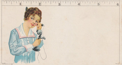 USA GIRL ON PHONE VINTAGE INK BLOTTER