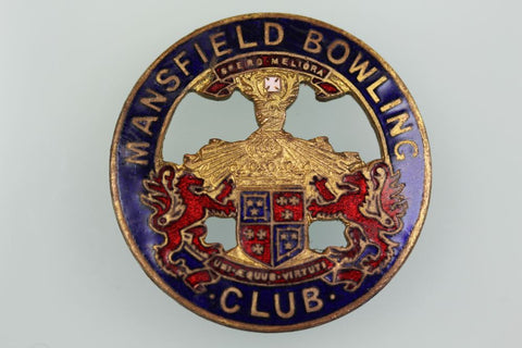 GB MANSFIELD BOWLING CLUB MEDAL ENAMEL & GILT