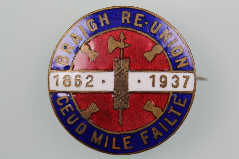 GB WALES BRAIGH RE-UNION 1862-1937 BADGE ENAMEL ON BRASS
